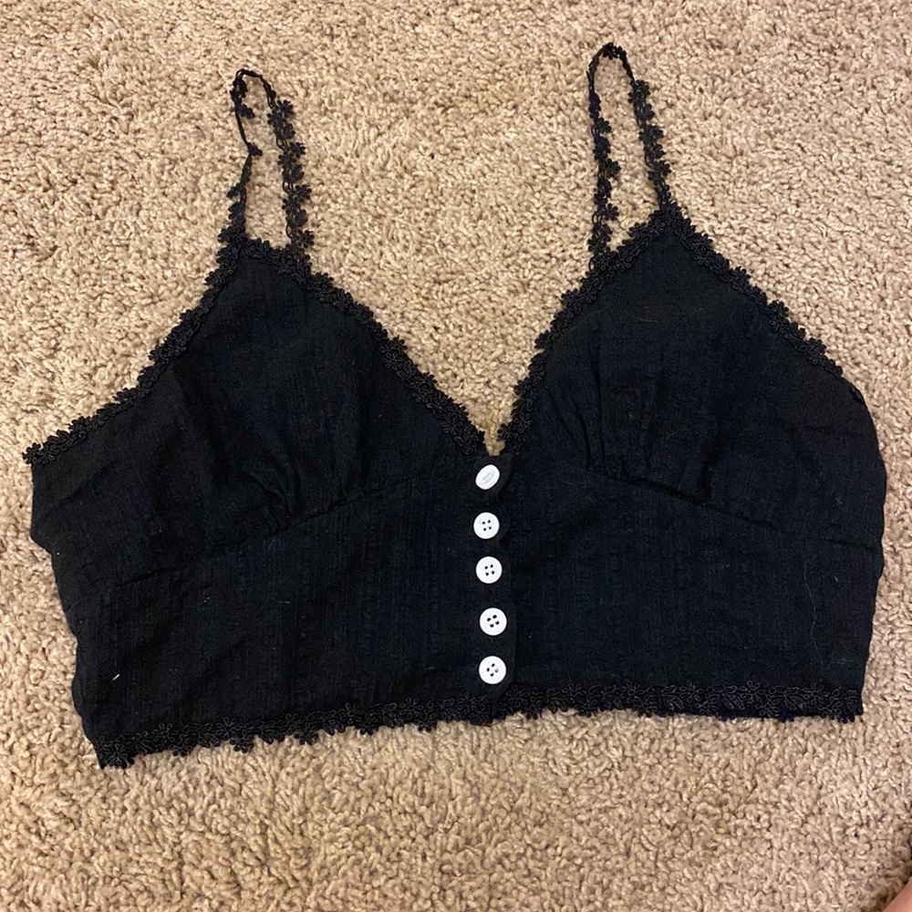 Black Flower strap top